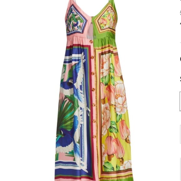 Farm Rio Women’s Double Scarfs Pastel Midi Dress - Picture 2 of 7